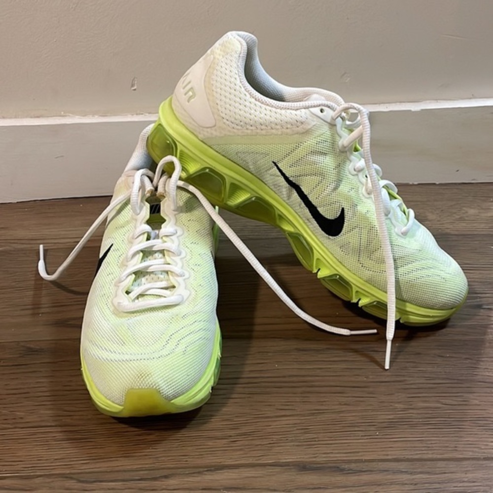 White and lime green Nike airmax